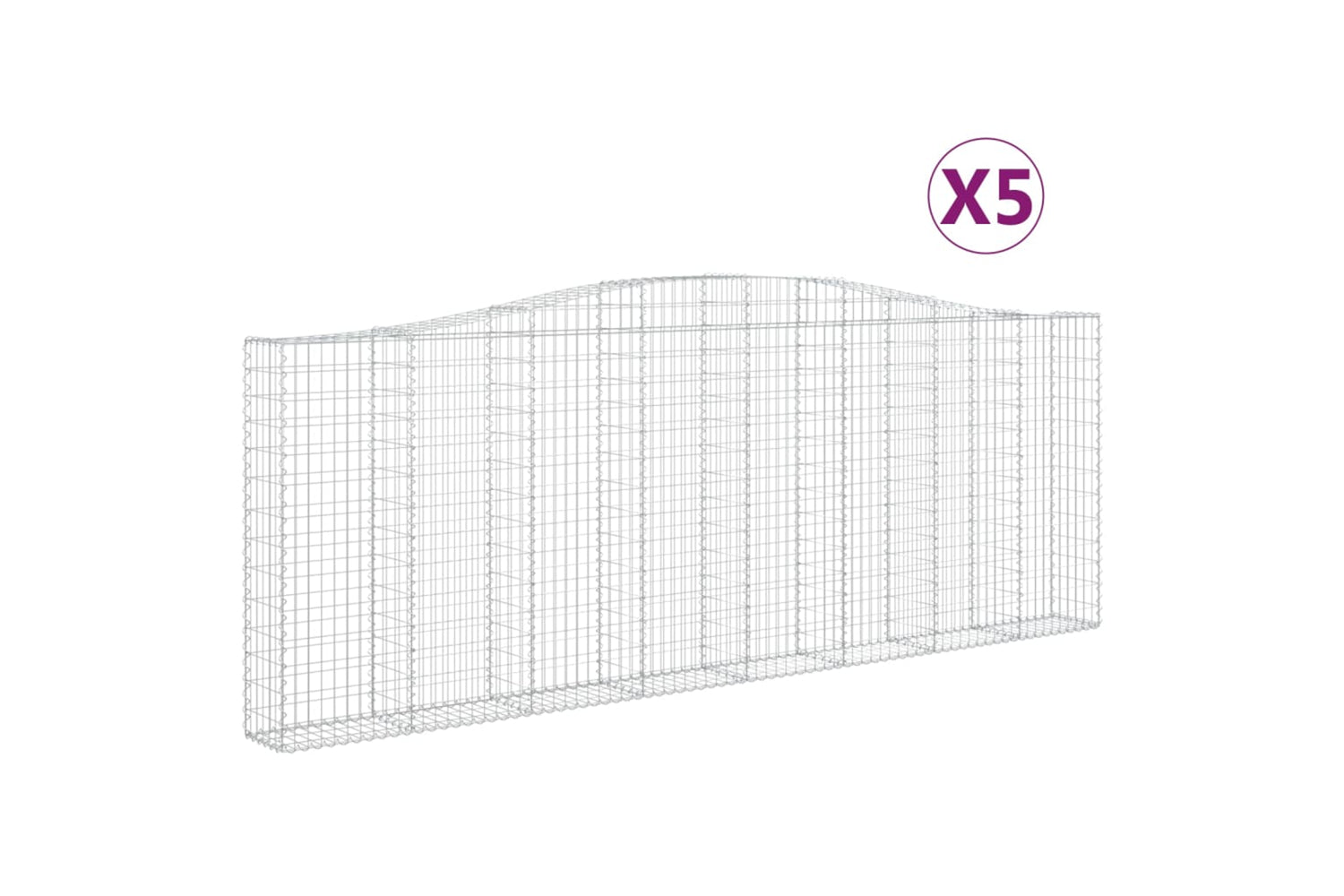 vidaXL 3145855 Arched Gabion Baskets 5 Pcs 400x30x140/160cm Galvanised Iron