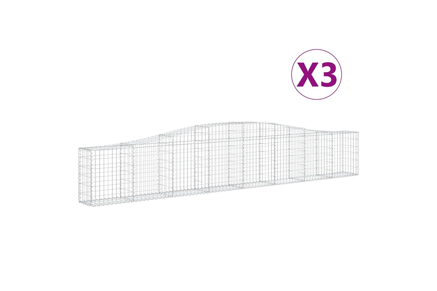 vidaXL 3145801 Arched Gabion Baskets 3 Pcs 400x30x60/80cm Galvanised Iron
