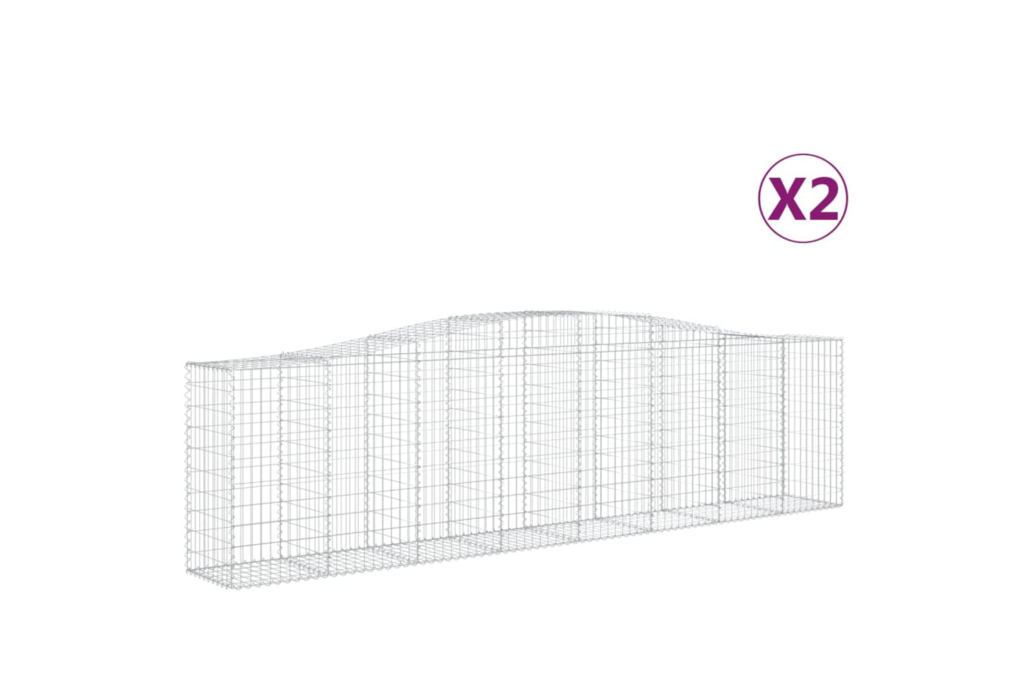 vidaXL 3145956 Arched Gabion Baskets 2 Pcs 400x50x100/120cm Galvanised Iron