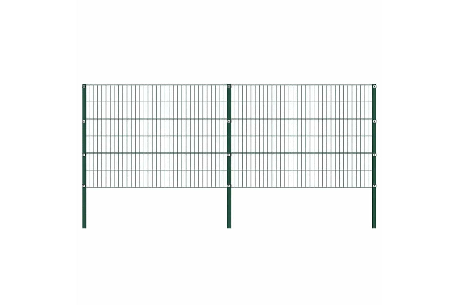 Vidaxl 278662 Fence Panel With Posts Iron 3.4x1.2 M Green