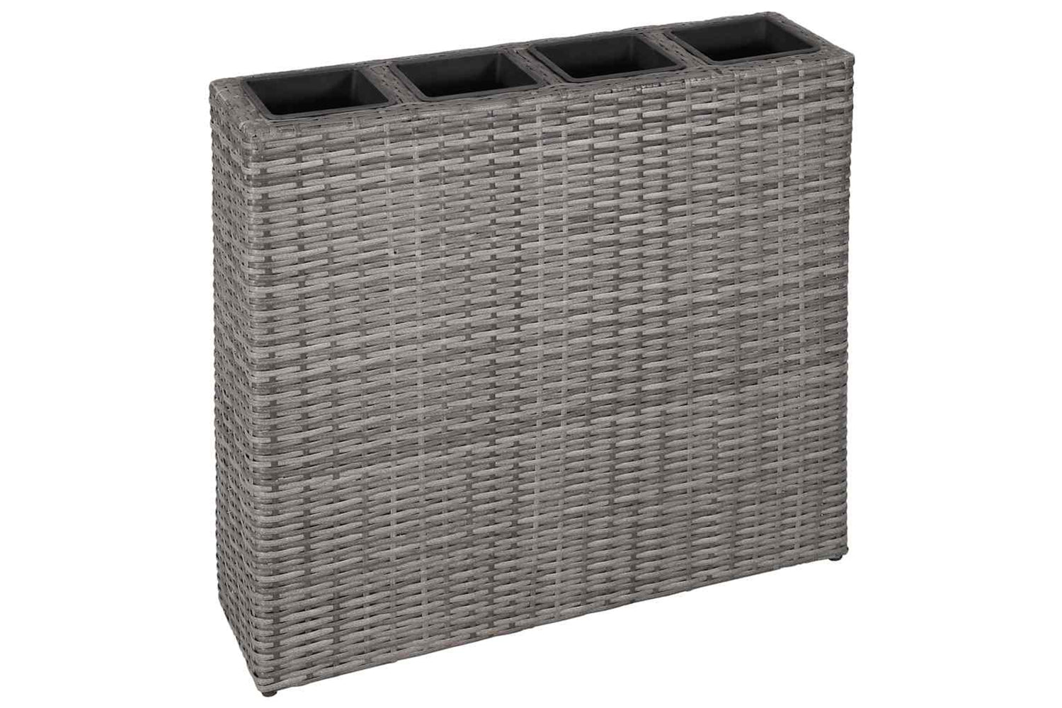 Vidaxl 45426 Garden Raised Bed With 4 Pots Poly Rattan Grey