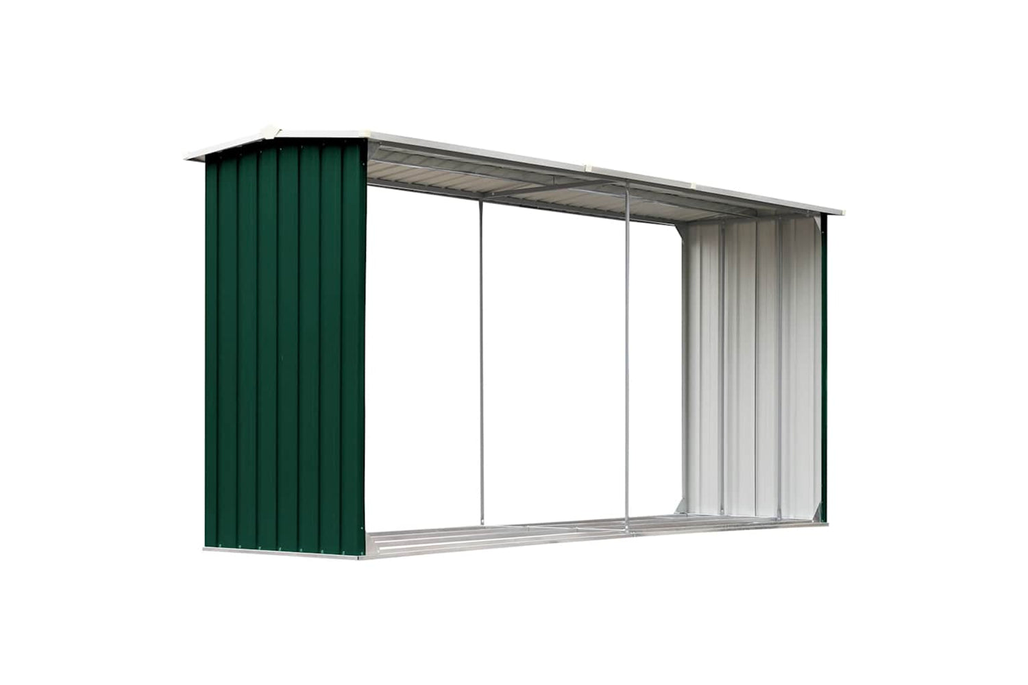 vidaXL 47086 Garden Log Storage Shed Galvanised Steel 330x92x153cm Green