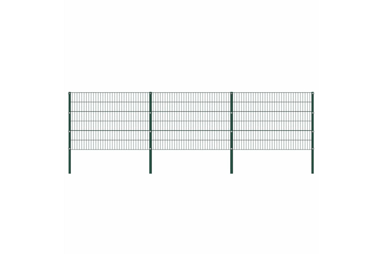 Vidaxl 278663 Fence Panel With Posts Iron 5.1x1.2 M Green