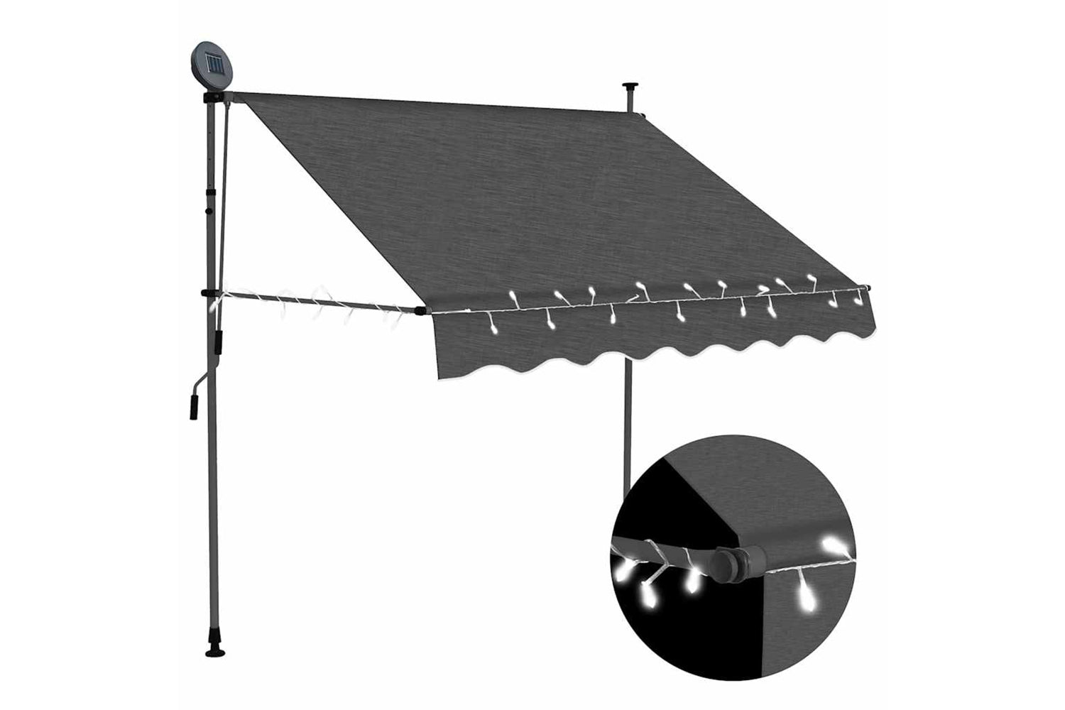 vidaXL 145863 Manual Retractable Awning With Led 150cm Anthracite