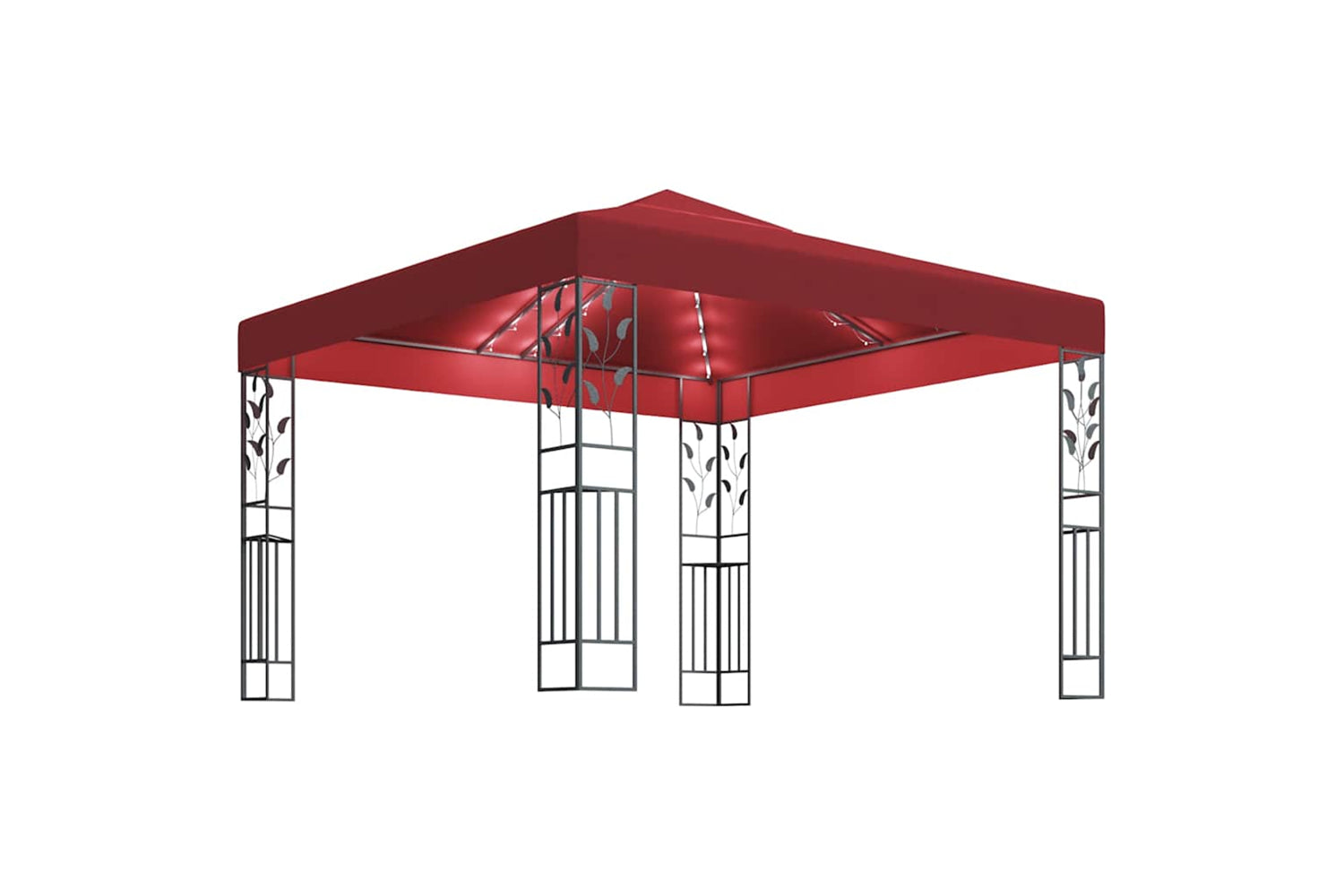 Vidaxl 3070297 Gazebo With Led String Lights 3x3 M Wine Red