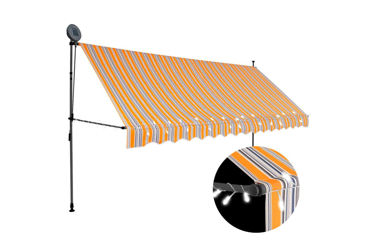 vidaXL 145853 Manual Retractable Awning With Led 350cm Yellow And Blue