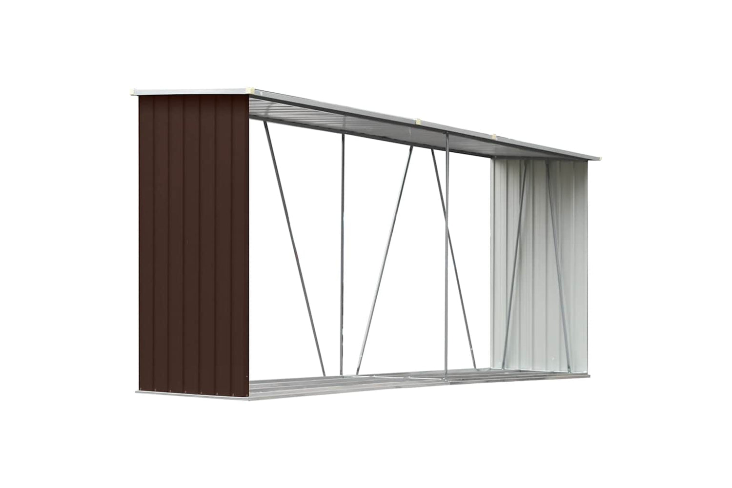 vidaXL 47084 Garden Log Storage Shed Galvanised Steel 330x84x152cm Brown