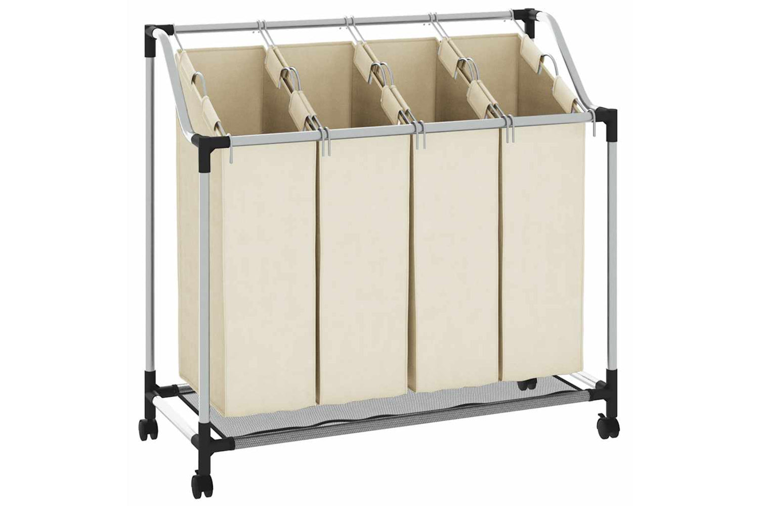 Vidaxl 282428 Laundry Sorter With 4 Bags Cream Steel