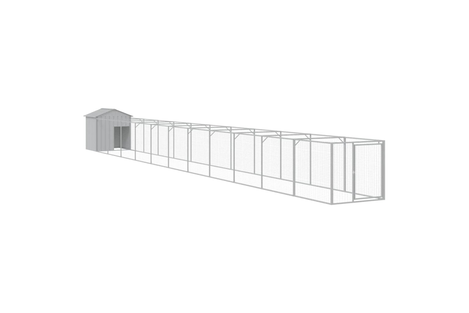 vidaXL 3189068 Dog House With Roof Light Grey 117x1221x123cm Galvanised Steel