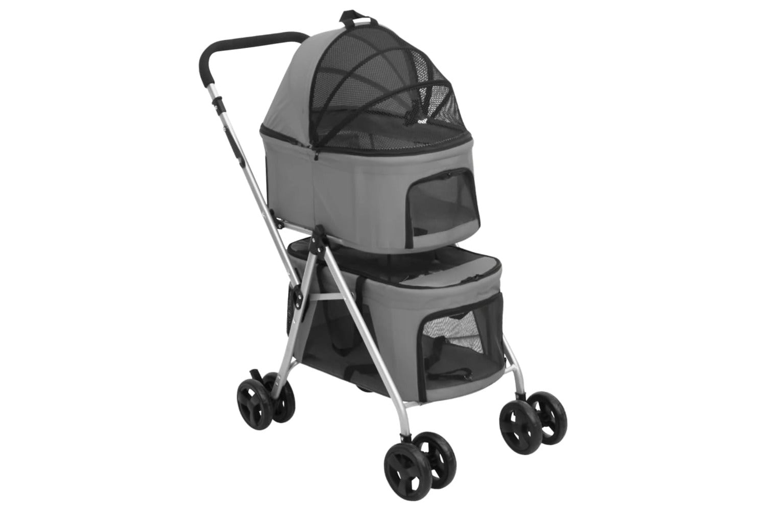 vidaXL 172205 2-layers Folding Dog Stroller Grey 83x48x97cm-2