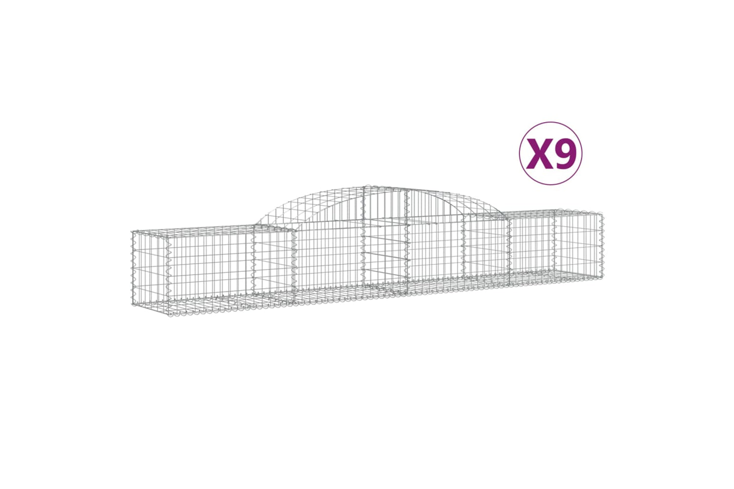 vidaXL 3146654 Arched Gabion Baskets 9 Pcs 300x50x40/60cm Galvanised Iron