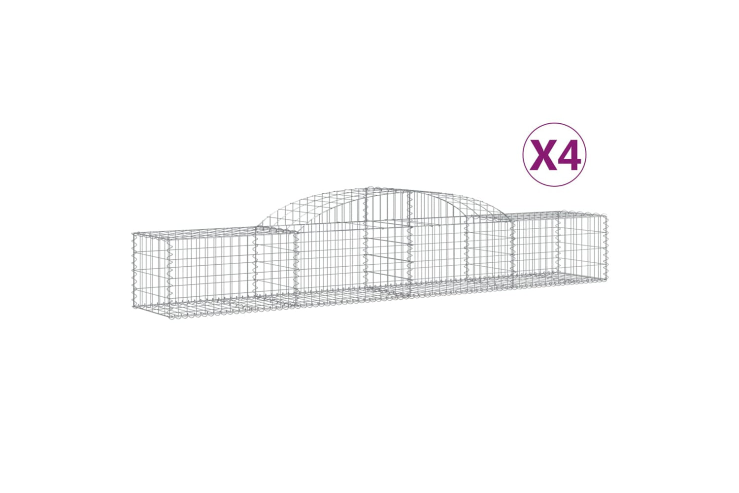 vidaXL 3146649 Arched Gabion Baskets 4 Pcs 300x50x40/60cm Galvanised Iron