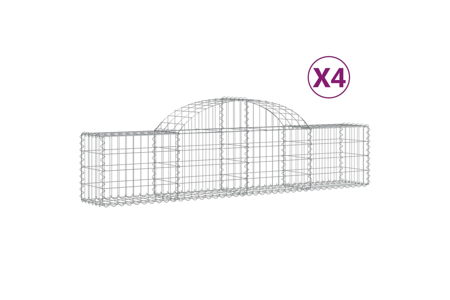 vidaXL 3146049 Arched Gabion Baskets 4 Pcs 200x30x40/60cm Galvanised Iron