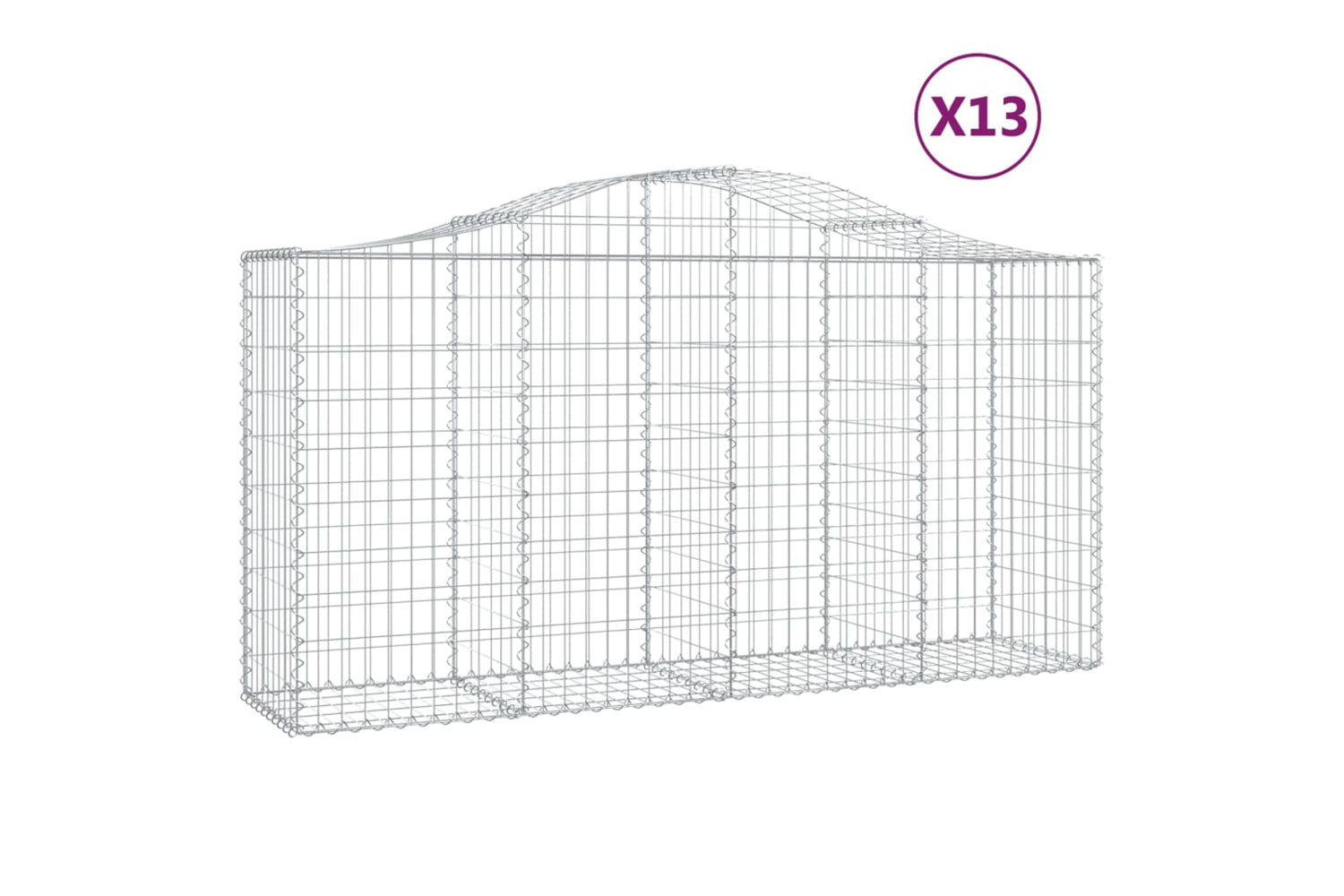 vidaXL 3145651 Arched Gabion Baskets 13 Pcs 200x50x100/120cm Galvanised Iron