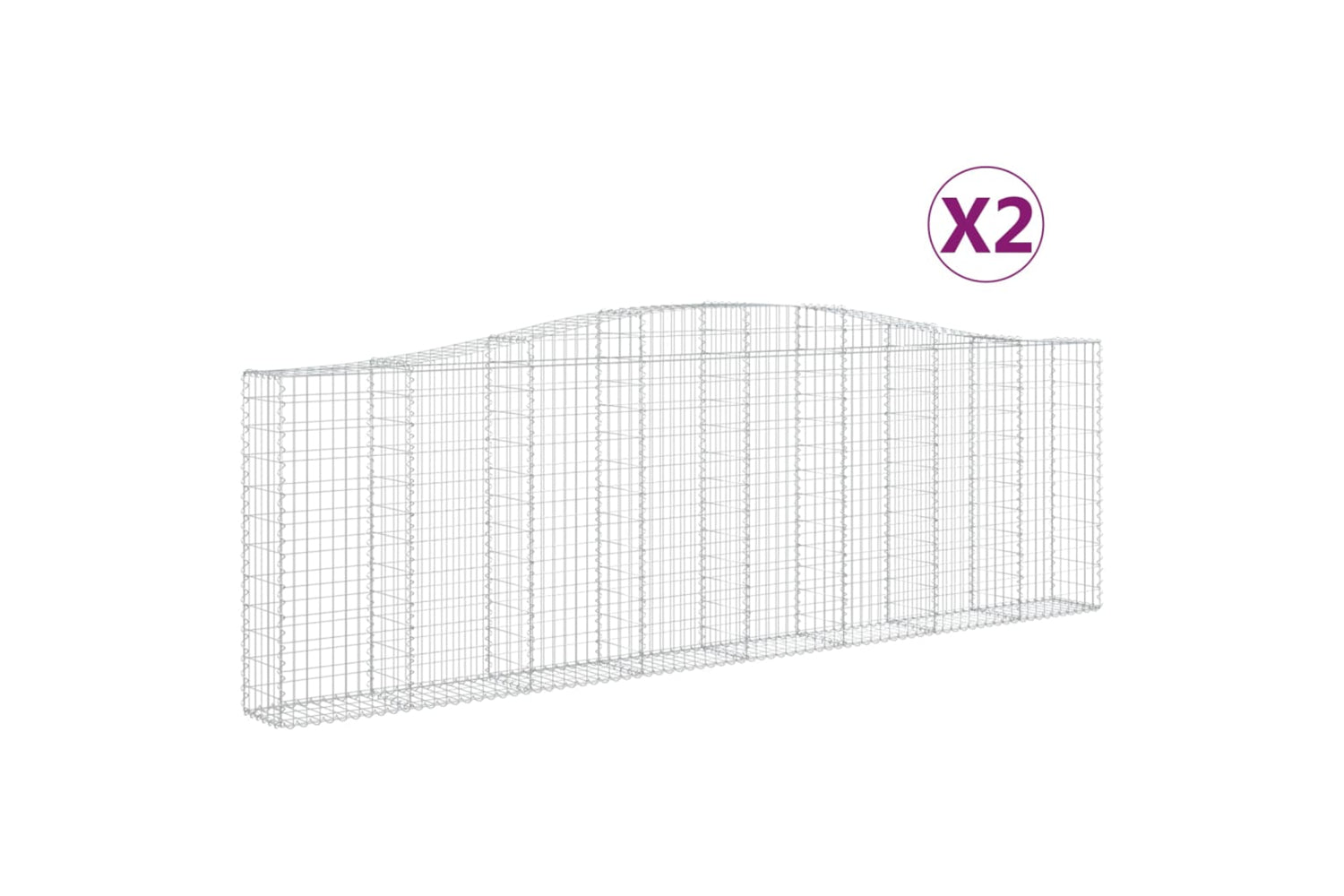 vidaXL 3145839 Arched Gabion Baskets 2 Pcs 400x30x120/140cm Galvanised Iron