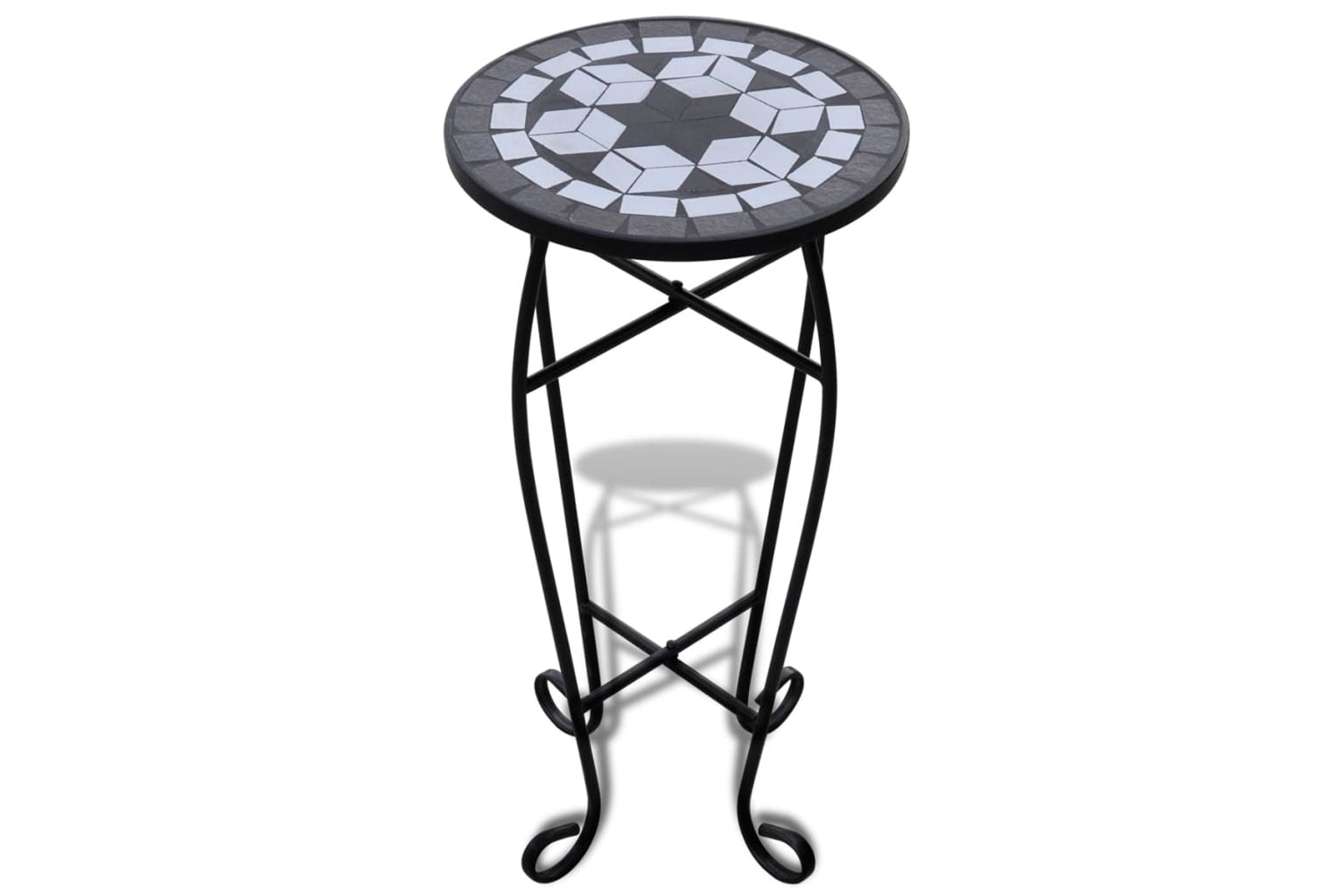 Vidaxl 41129 Mosaic Side Table Plant Table Black White