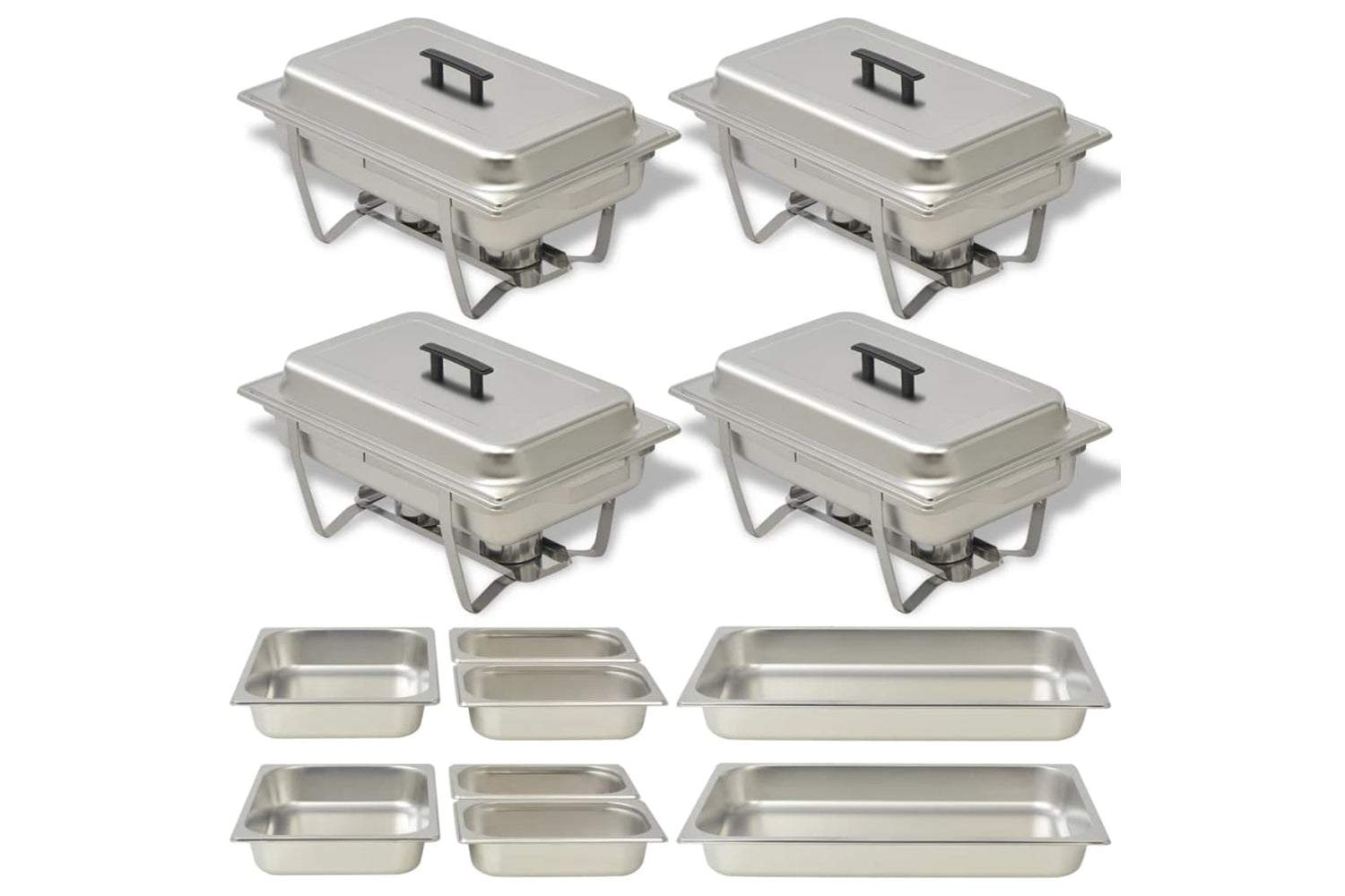 Vidaxl 50530 4 Piece Chafing Dish Set Stainless Steel