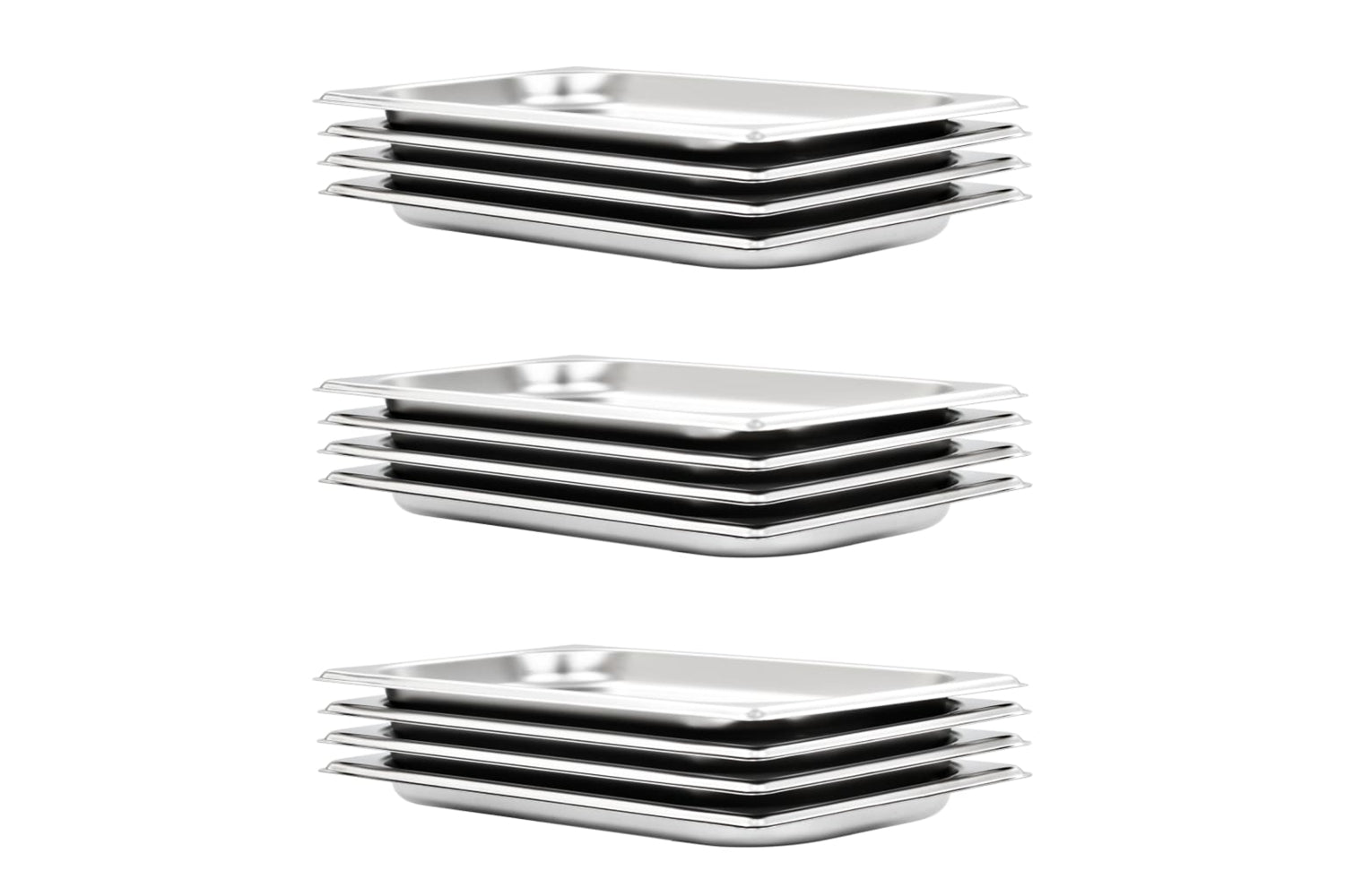 vidaXL 50892 Gastronorm Containers 12 Pcs Gn 1/3 20mm Stainless Steel