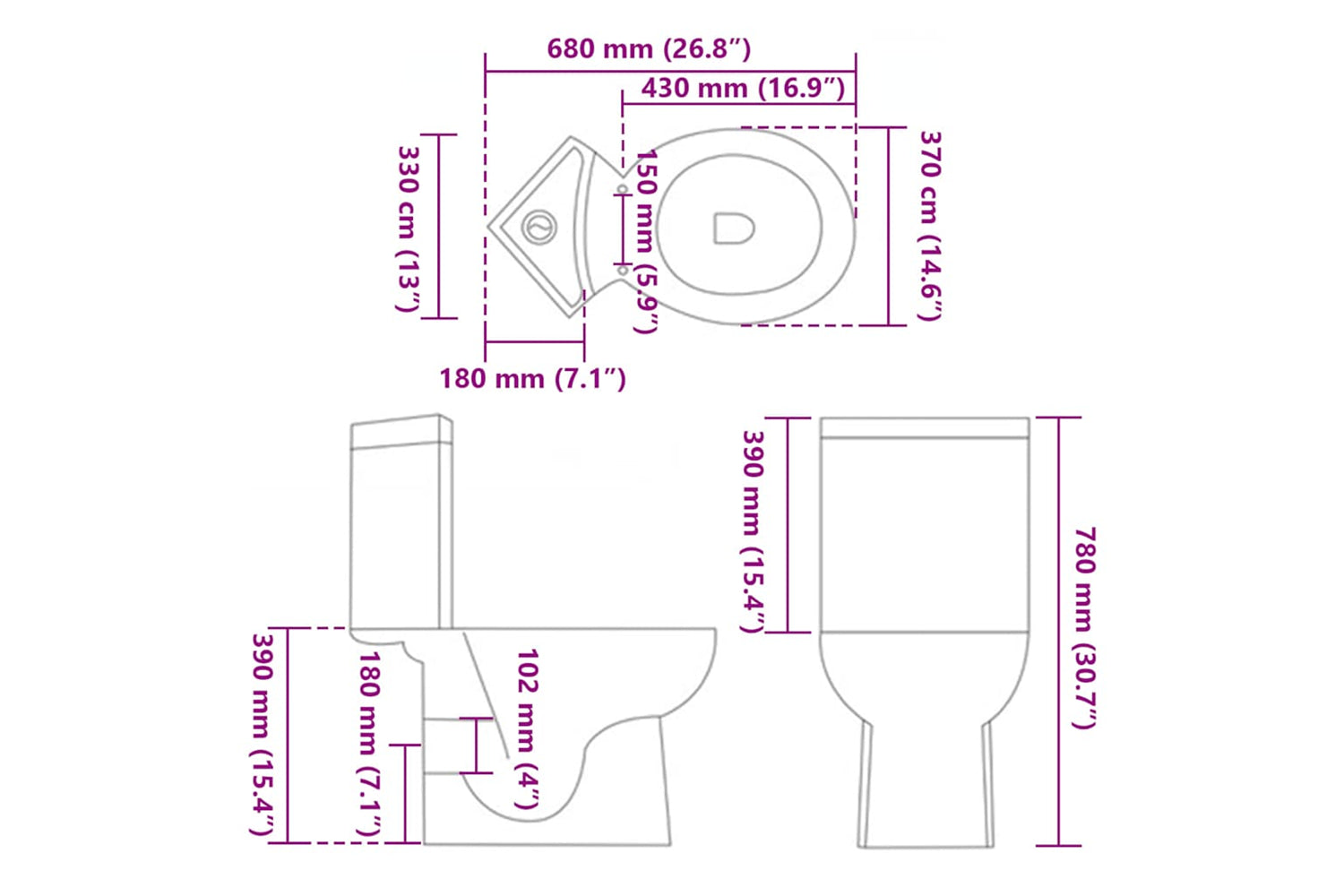 Vidaxl 141134 Wc Ceramic Toilet Bathroom Corner Toilet Black-8