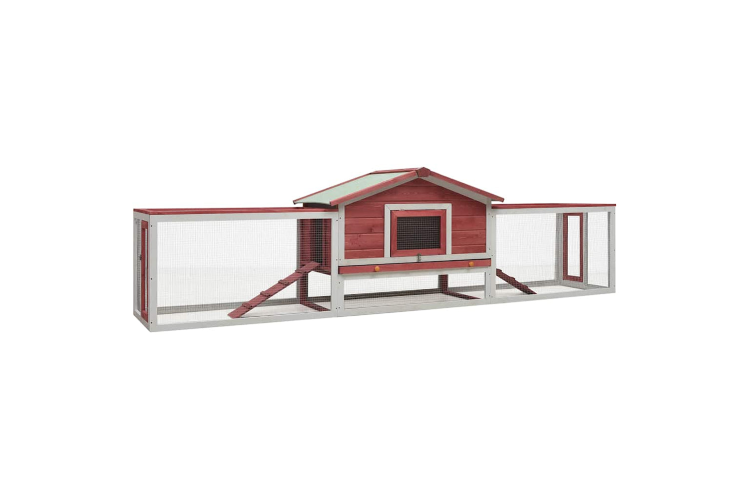 vidaXL 170860 Rabbit Hutch Red 310x70x87cm Solid Pine & Fir Wood