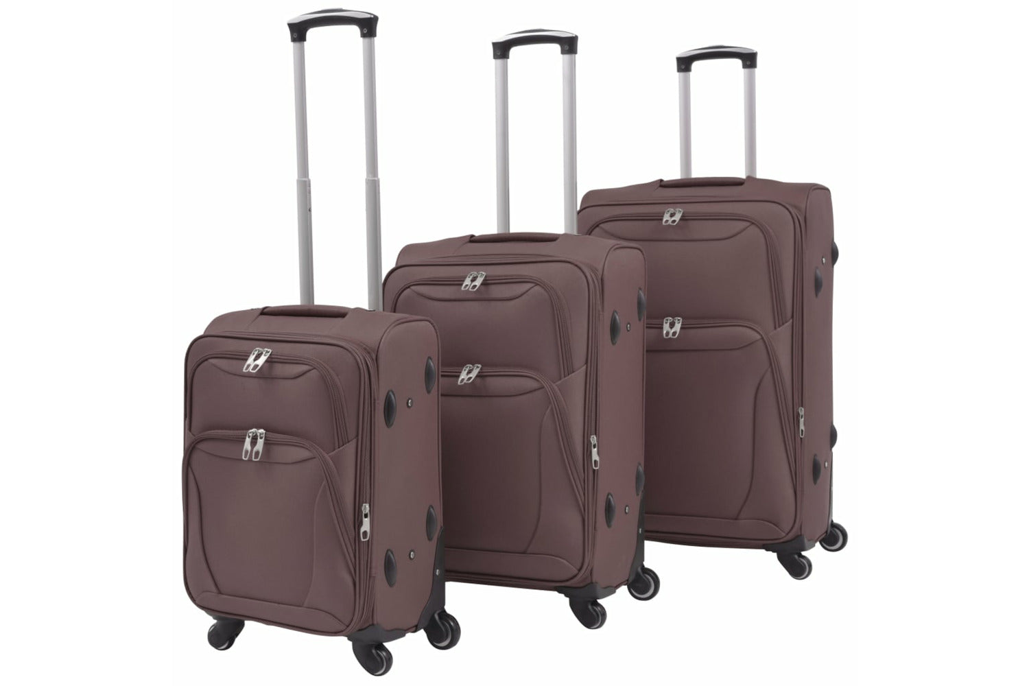 Vidaxl 91318 3 Piece Soft Case Trolley Set Coffee-2