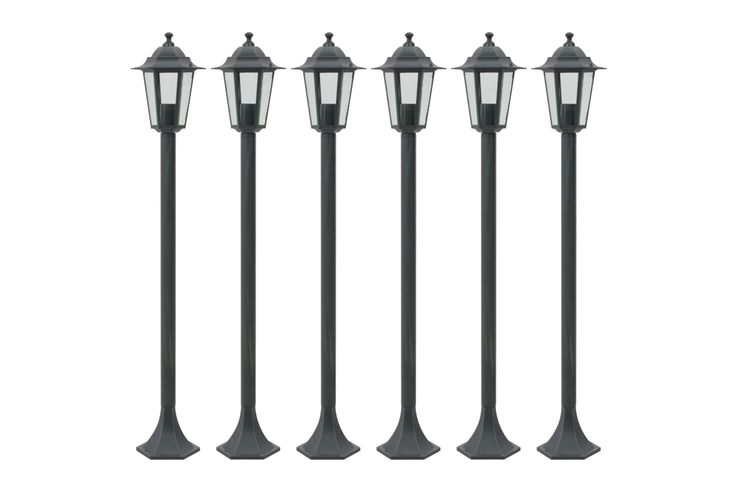 vidaXL 44214 Garden Post Lights 6 Pcs E27 110cm Aluminium Dark Green