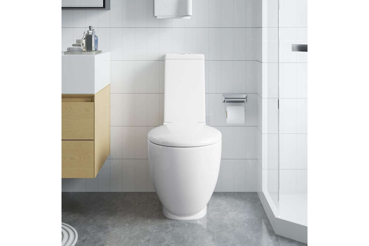 Vidaxl 240376 Ceramic Toilet Back Water Flow White-2