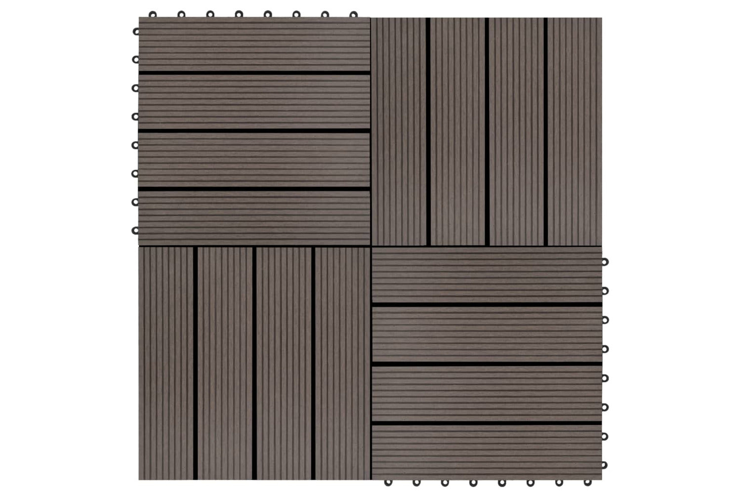 vidaXL 45025 11 Pcs Decking Tiles Wpc 30x30cm 1 Sqm Dark Br-2