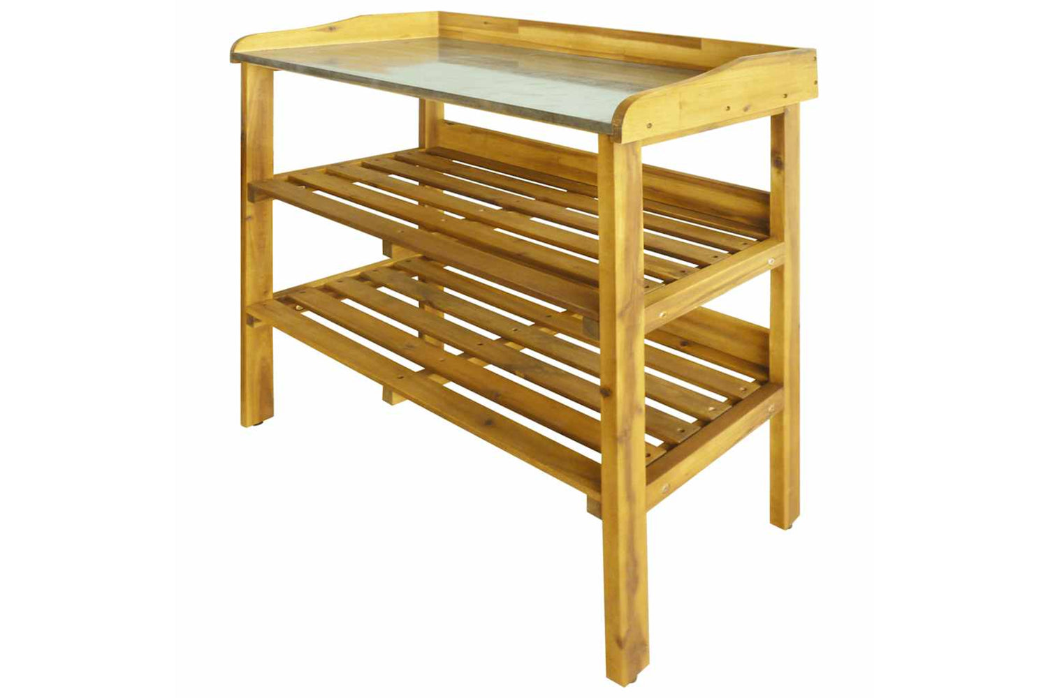 Vidaxl 43795 Potting Bench With 2 Shelves Solid Acacia Wood And Zinc