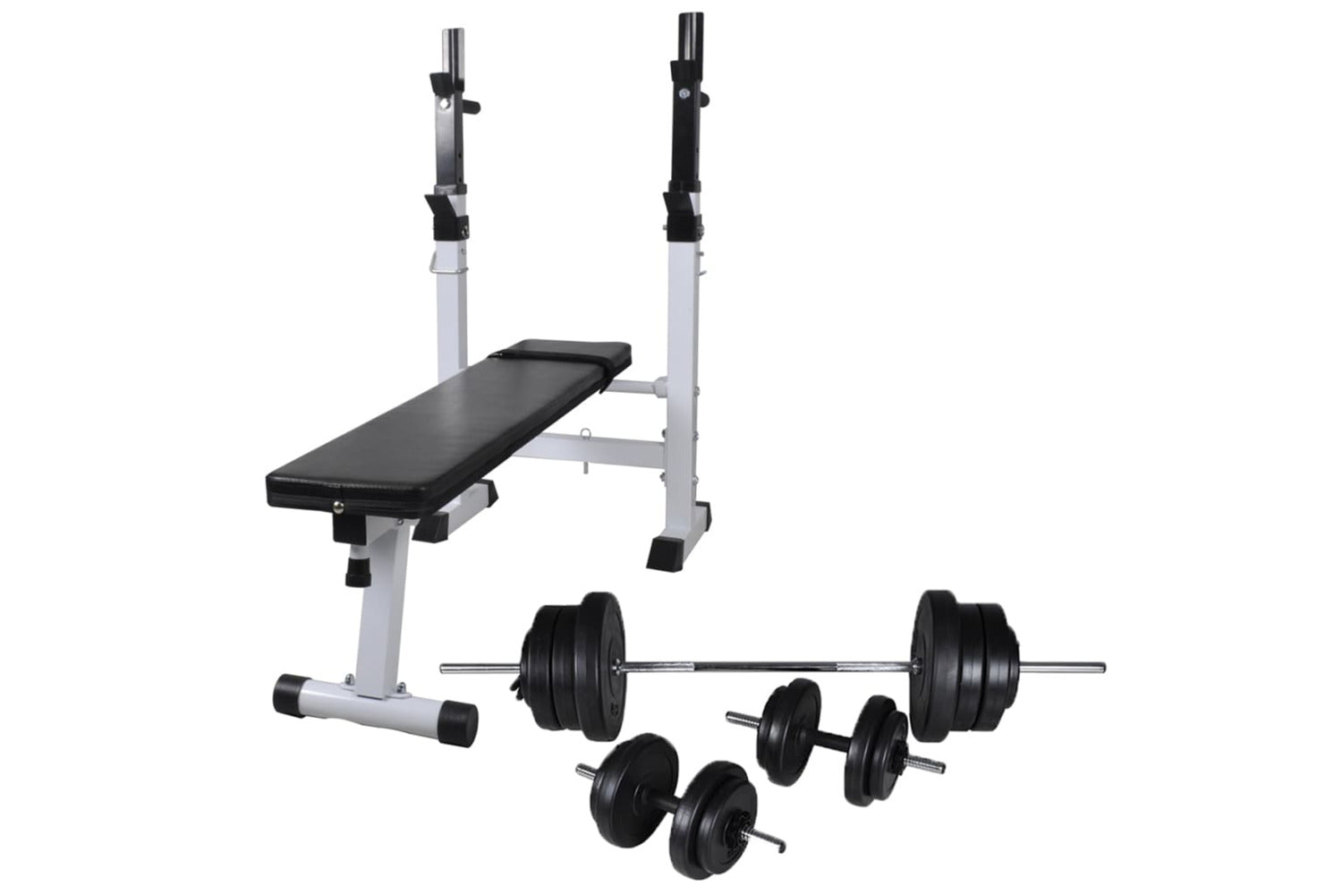 Vidaxl 275361 Workout Bench With Weight Rack, Barbell And Dumbbell Set 60.5kg-2