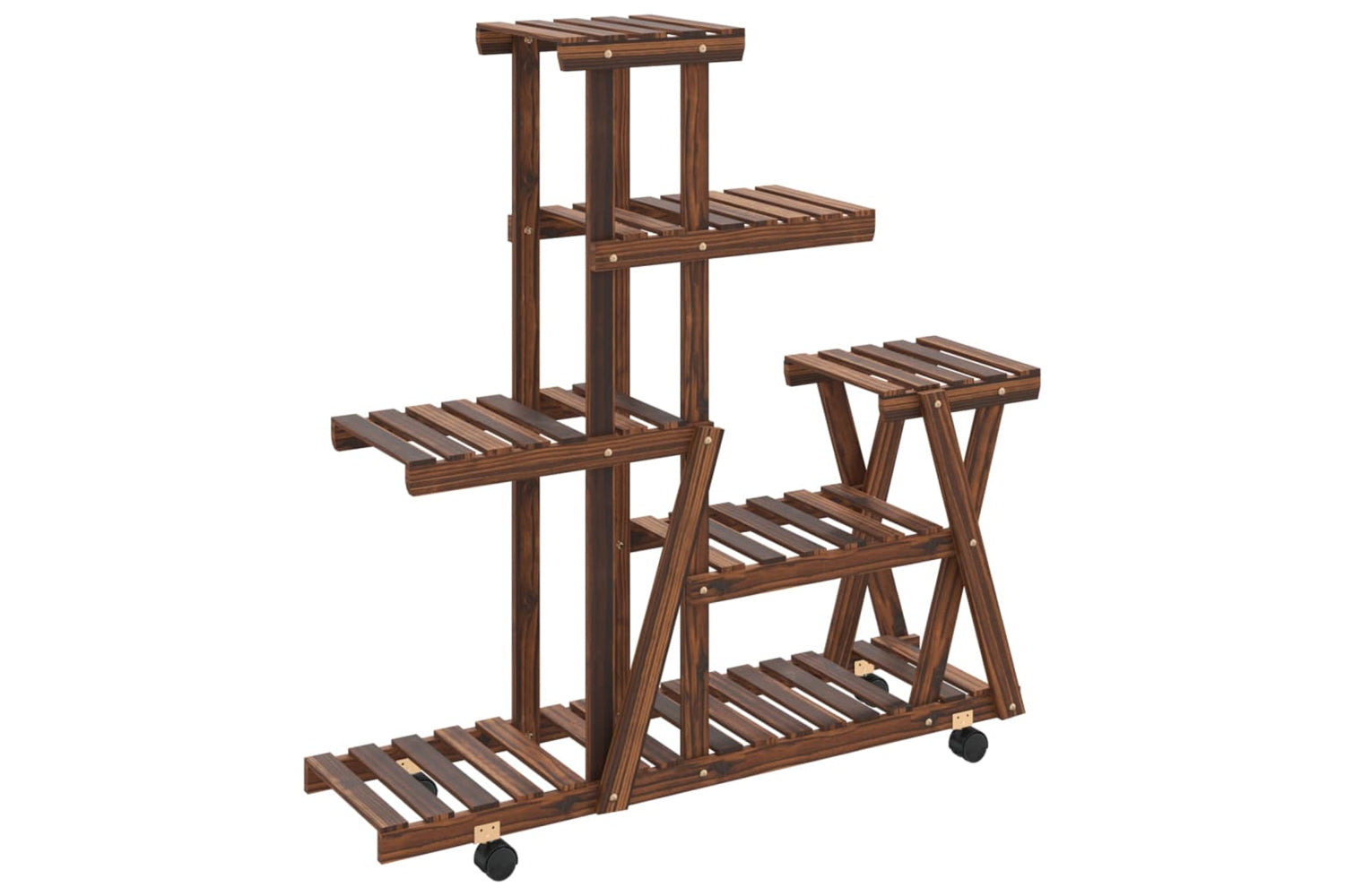 vidaXL 362881 Flower Stand With Wheels 95x25x101cm Solid Wood Fir