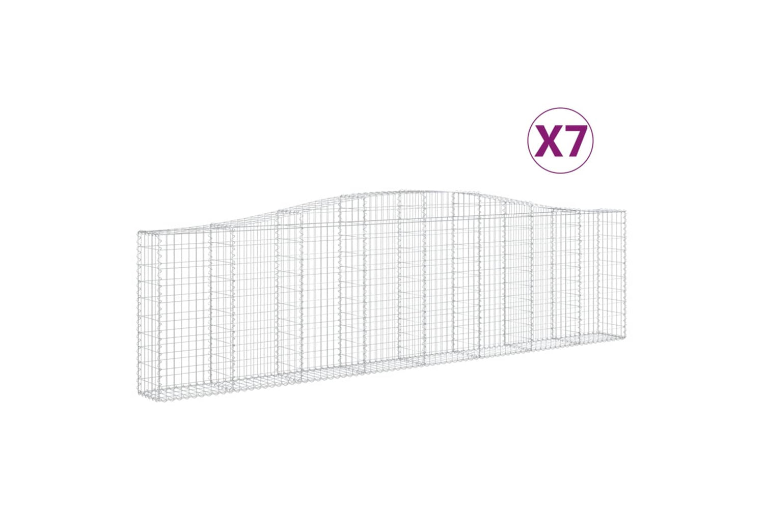 vidaXL 3145831 Arched Gabion Baskets 7 Pcs 400x30x100/120cm Galvanised Iron