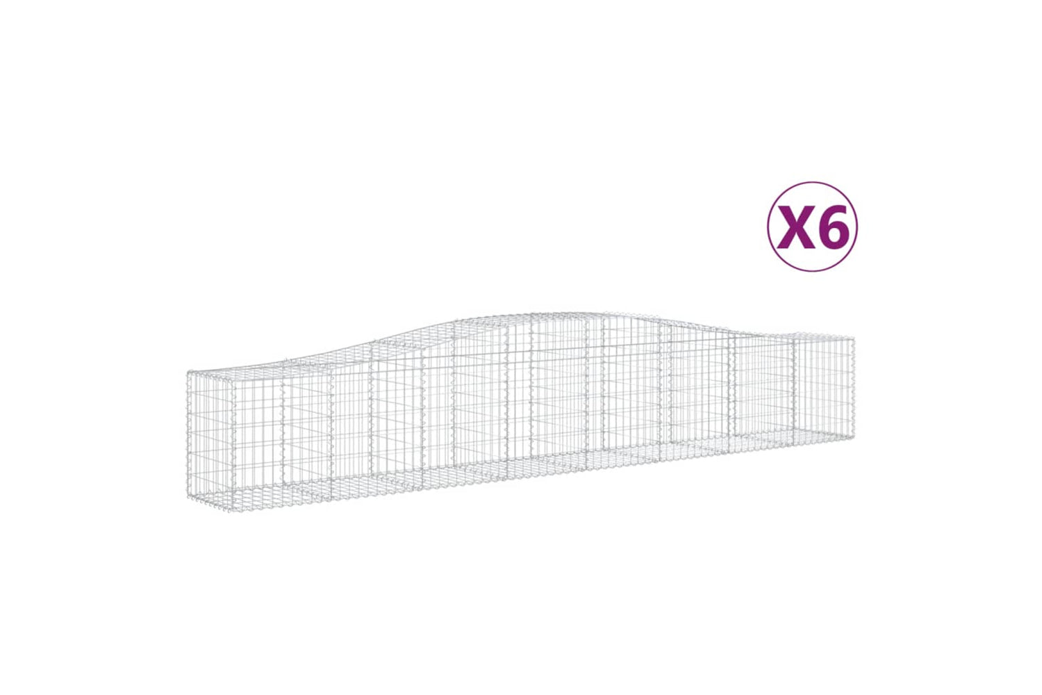vidaXL 3145934 Arched Gabion Baskets 6 Pcs 400x50x60/80cm Galvanised Iron