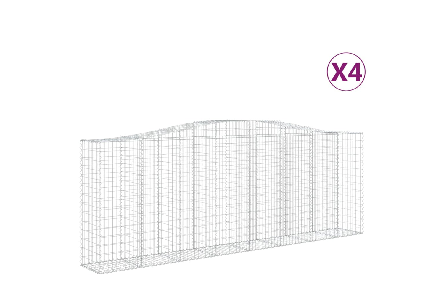vidaXL 3145984 Arched Gabion Baskets 4 Pcs 400x50x140/160cm Galvanised Iron