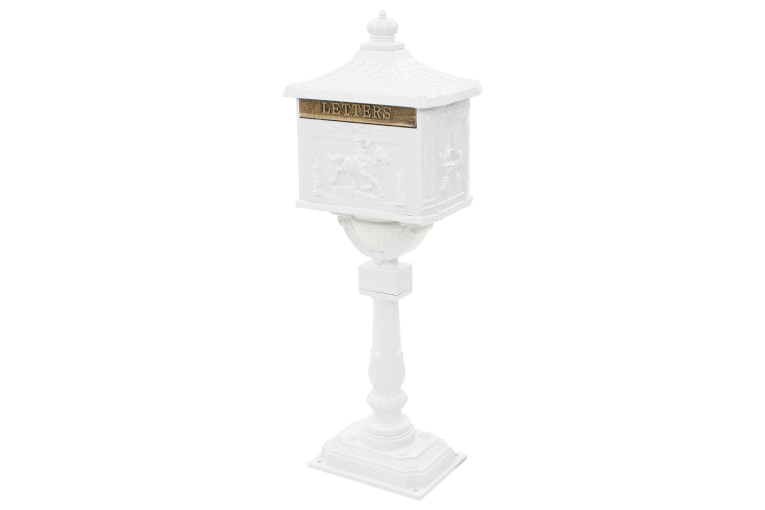 Vidaxl 43894 Pedestal Letterbox Aluminium Vintage Style Rustproof White