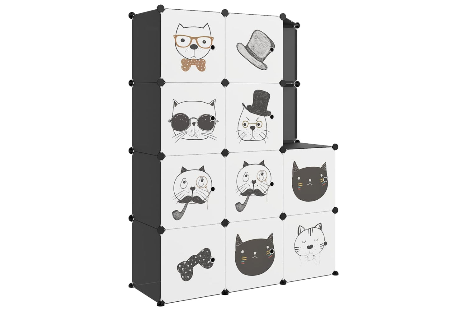 Vidaxl 340582 Cube Storage Cabinet For Kids With 10 Cubes Black Pp