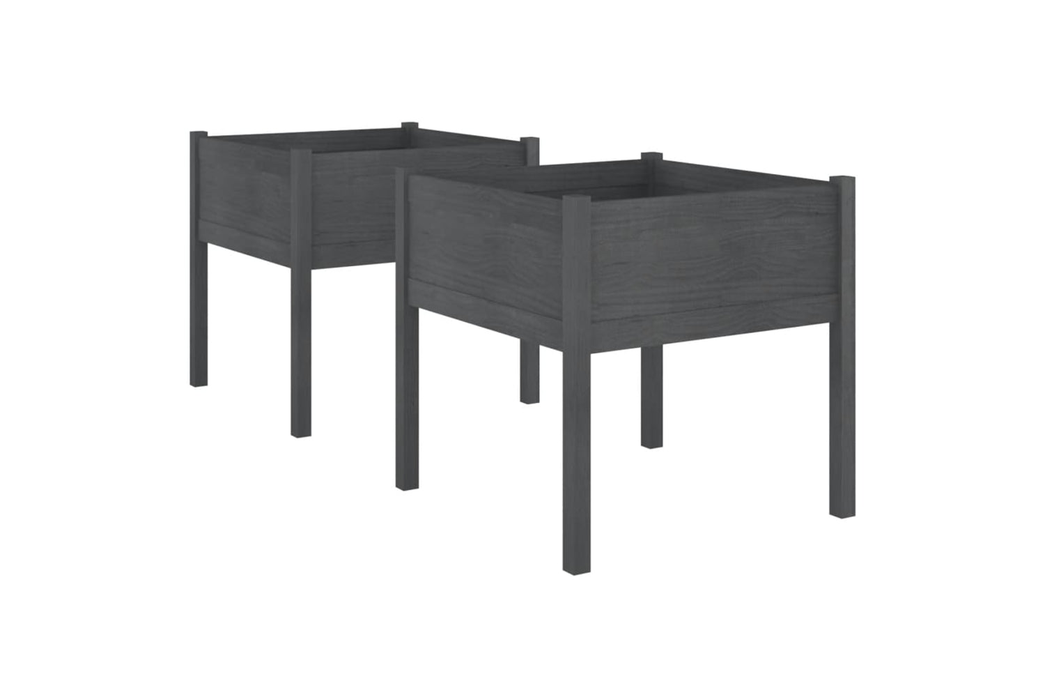 vidaXL 810814 Garden Planters 2 Pcs Grey 70x70x70cm Solid Pinewood