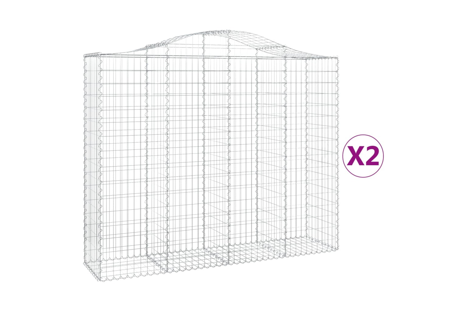 vidaXL 3145703 Arched Gabion Baskets 2 Pcs 200x50x160/180cm Galvanised Iron