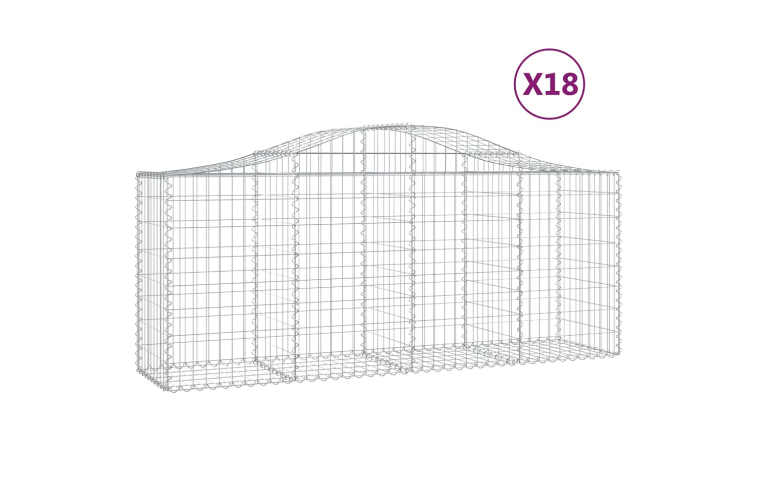 vidaXL 3145633 Arched Gabion Baskets 18 Pcs 200x50x80/100cm Galvanised Iron