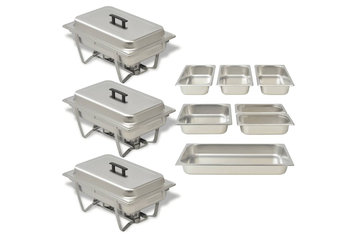 Vidaxl 50529 3 Piece Chafing Dish Set Stainless Steel