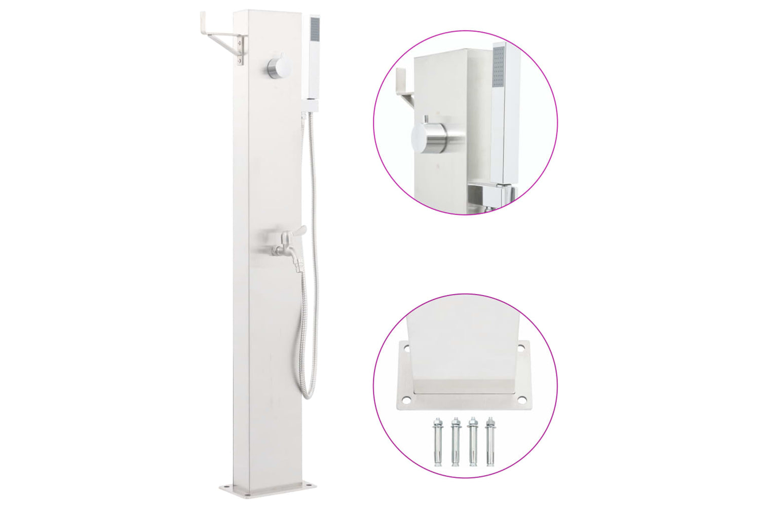 vidaXL 48206 Garden Shower Faucet 110cm Stainless Steel