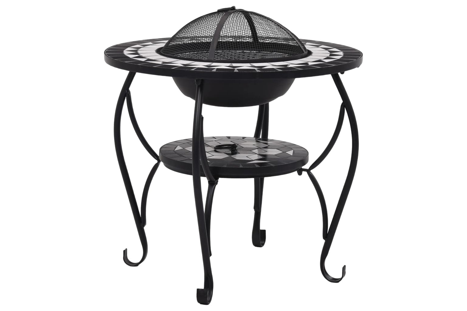 vidaXL 46725 Mosaic Fire Pit Table Black And White 68cm Ceramic
