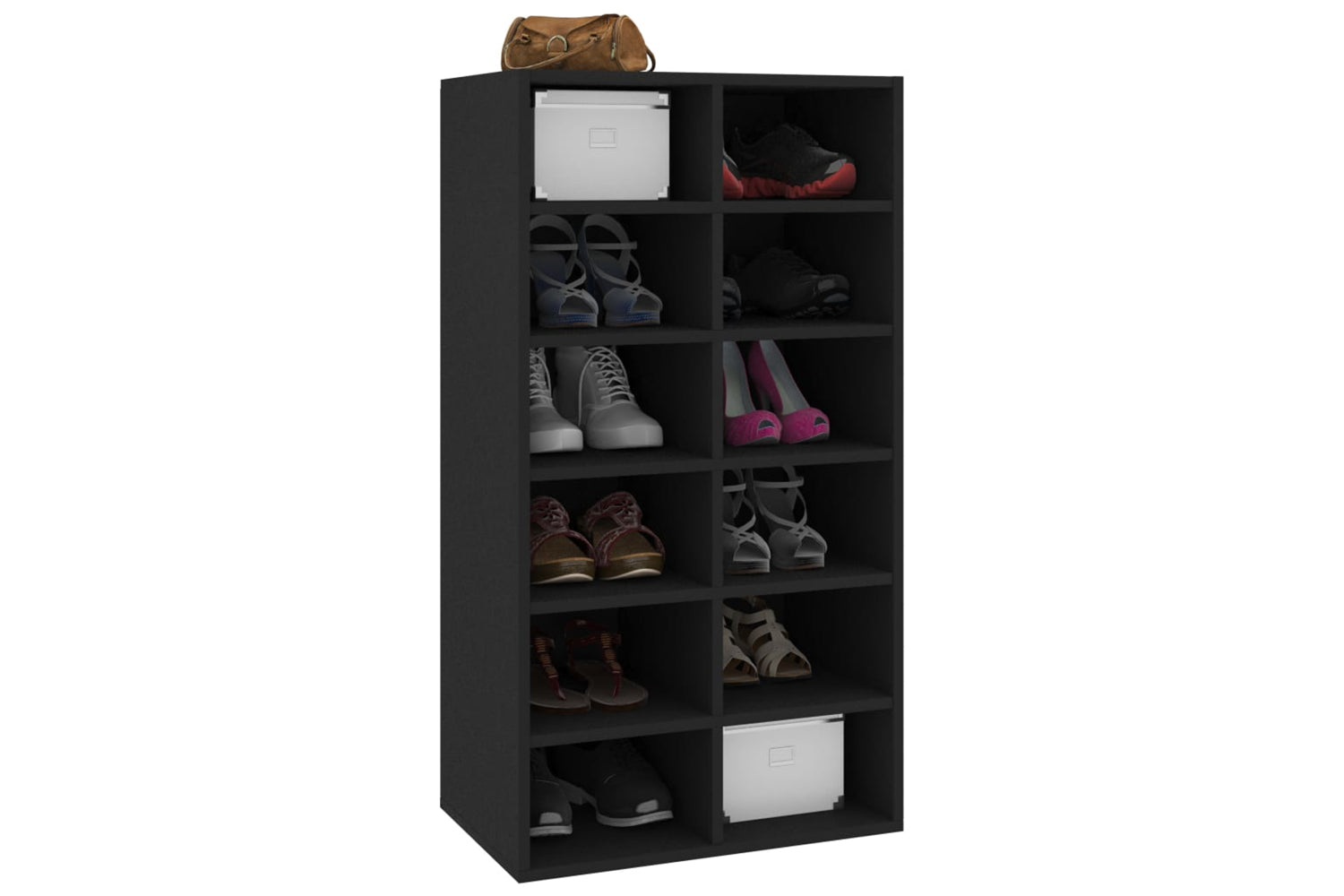 vidaXL 800397 Shoe Rack Black 54x34x100.5cm Engineered Wood-2