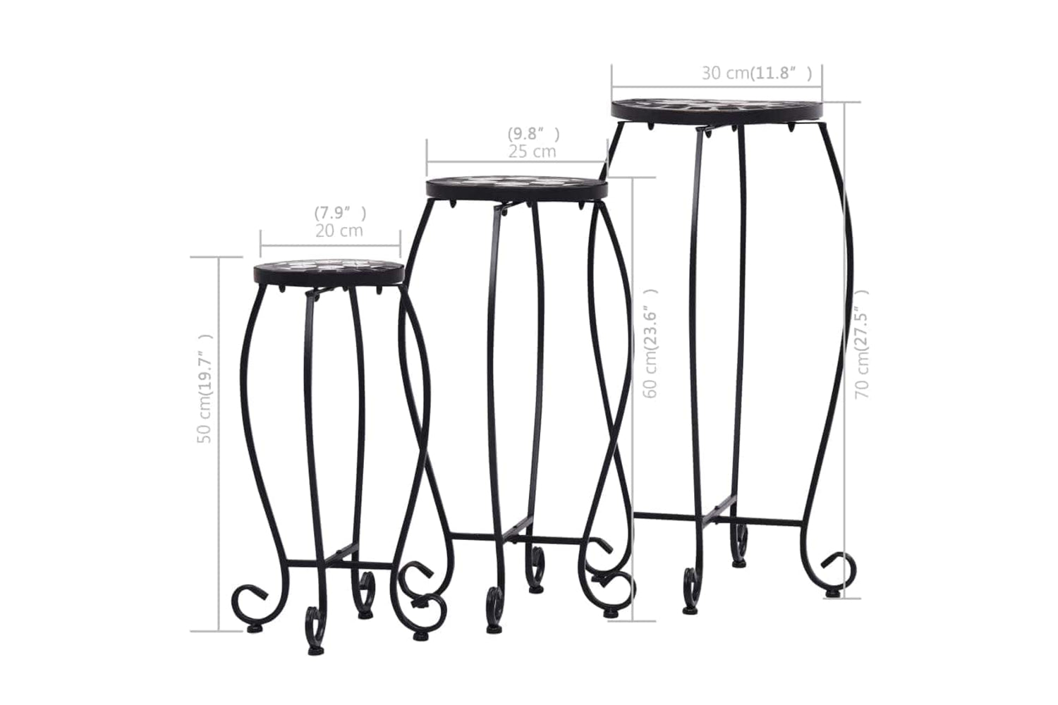 Vidaxl 46703 Mosaic Tables 3 Pcs Black And White Ceramic-8