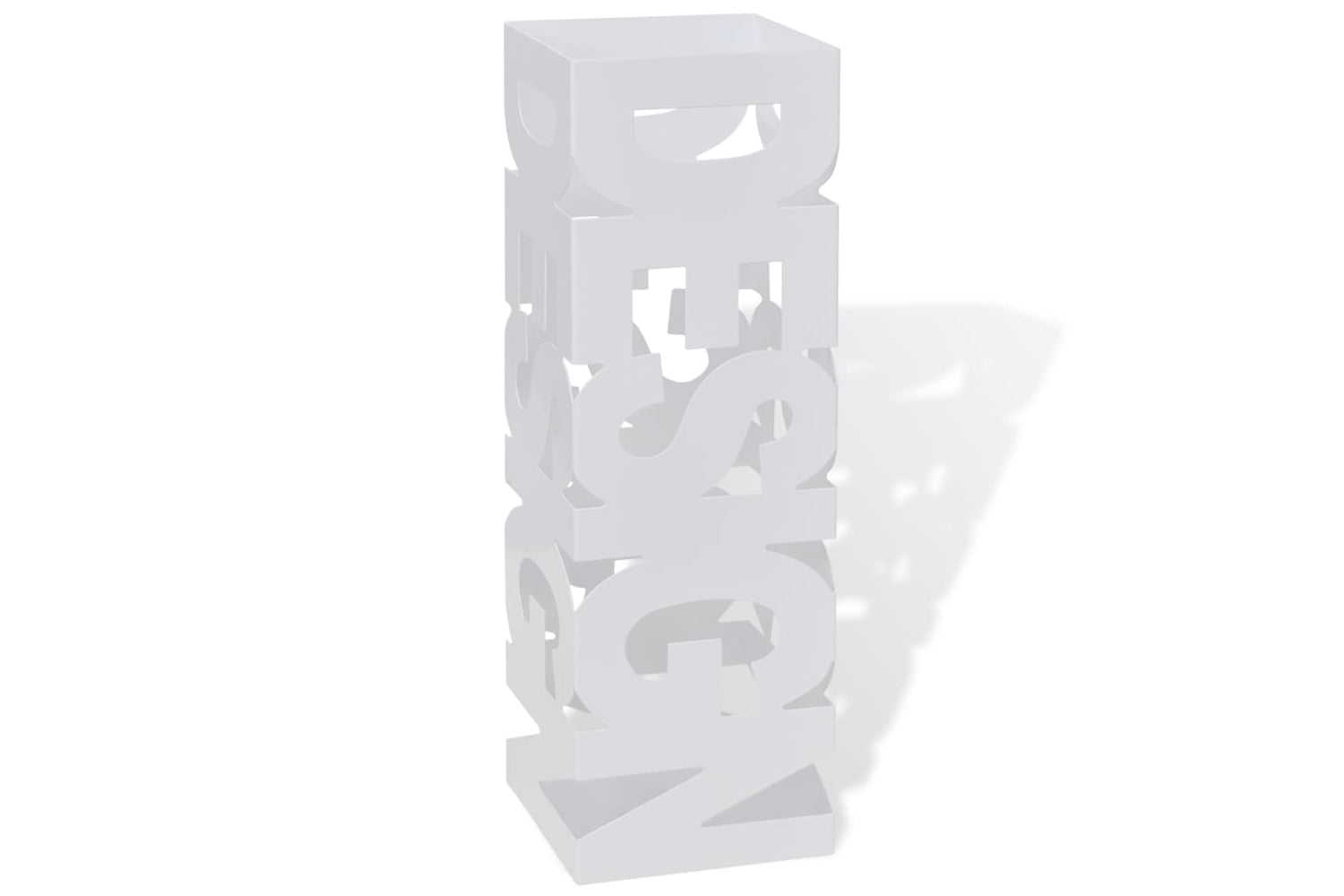 vidaXL 242467 White Square Umbrella Stand Storage Holder Walking Stick Steel 48.5cm