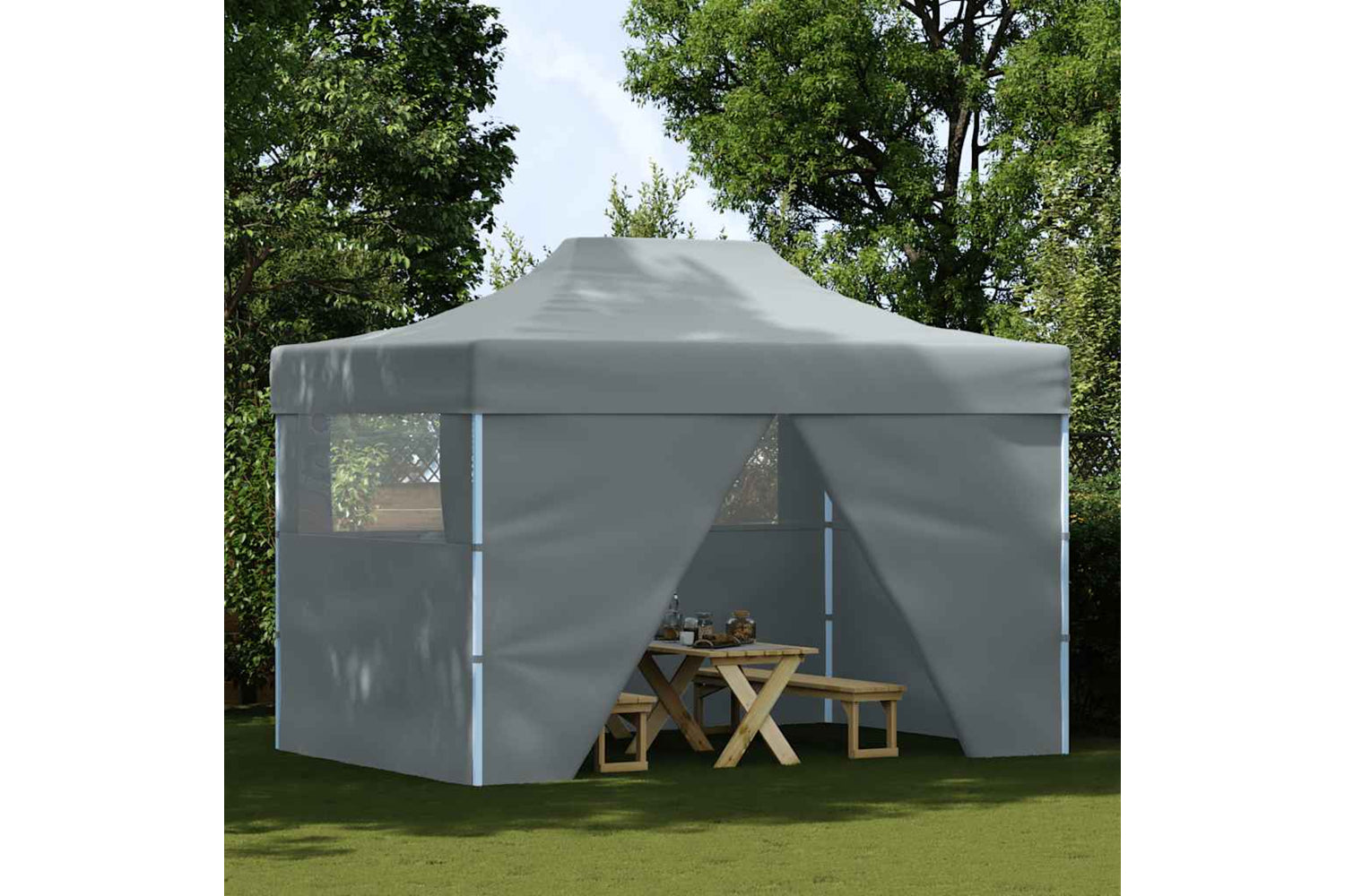 Vidaxl Foldable Tent Pop-up With 4 Side Walls 3x4.5 M Anthracite-2