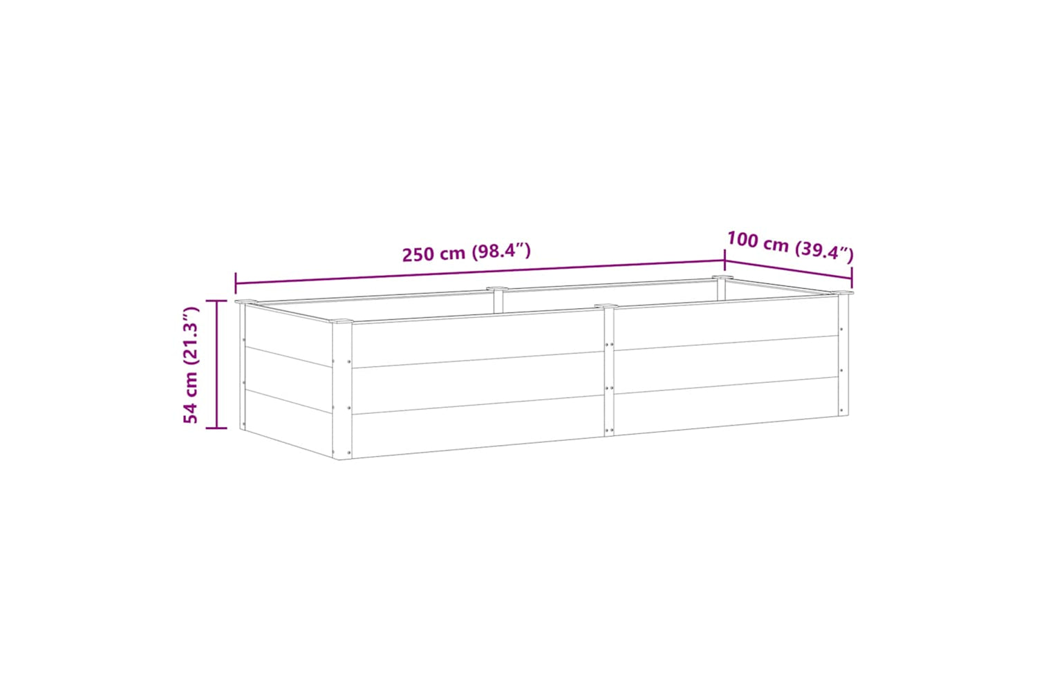 vidaXL 49059 Garden Raised Bed 250x100x54cm Wpc Grey-6