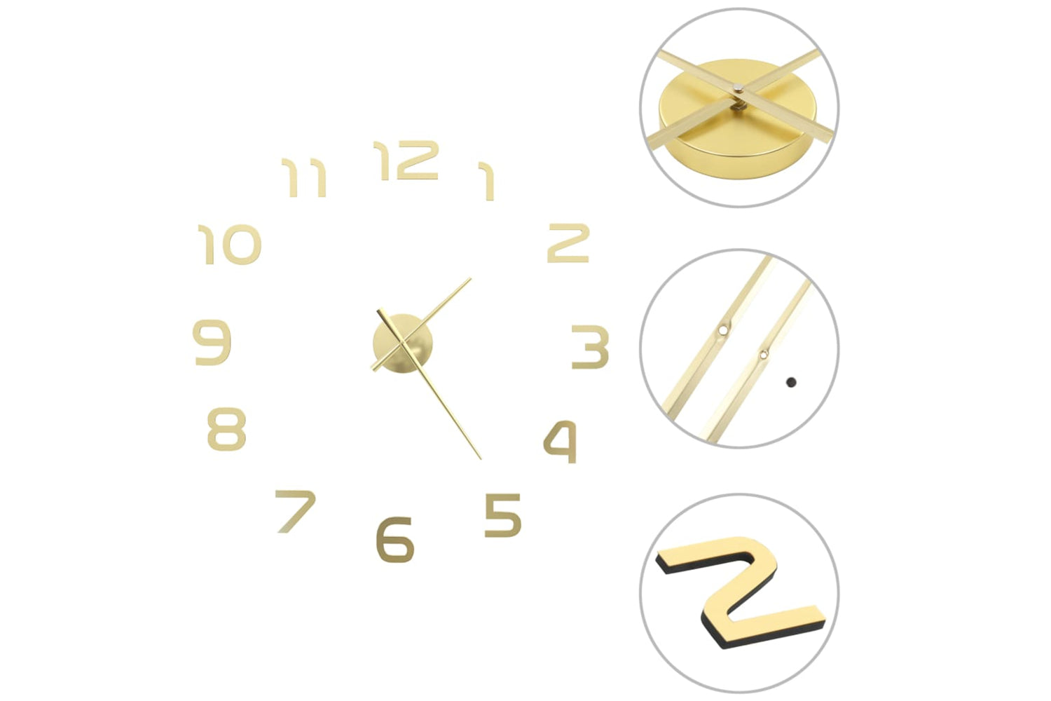 Vidaxl 50640 3D Wall Clock Modern Design 100 cm | Gold