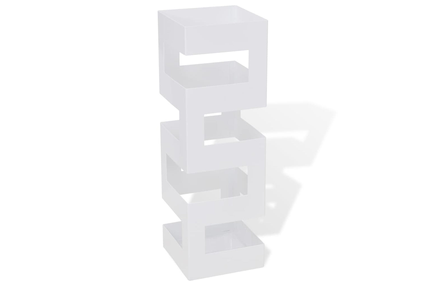 vidaXL 242470 White Square Umbrella Stand Storage Holder Walking Stick Steel 48.5cm