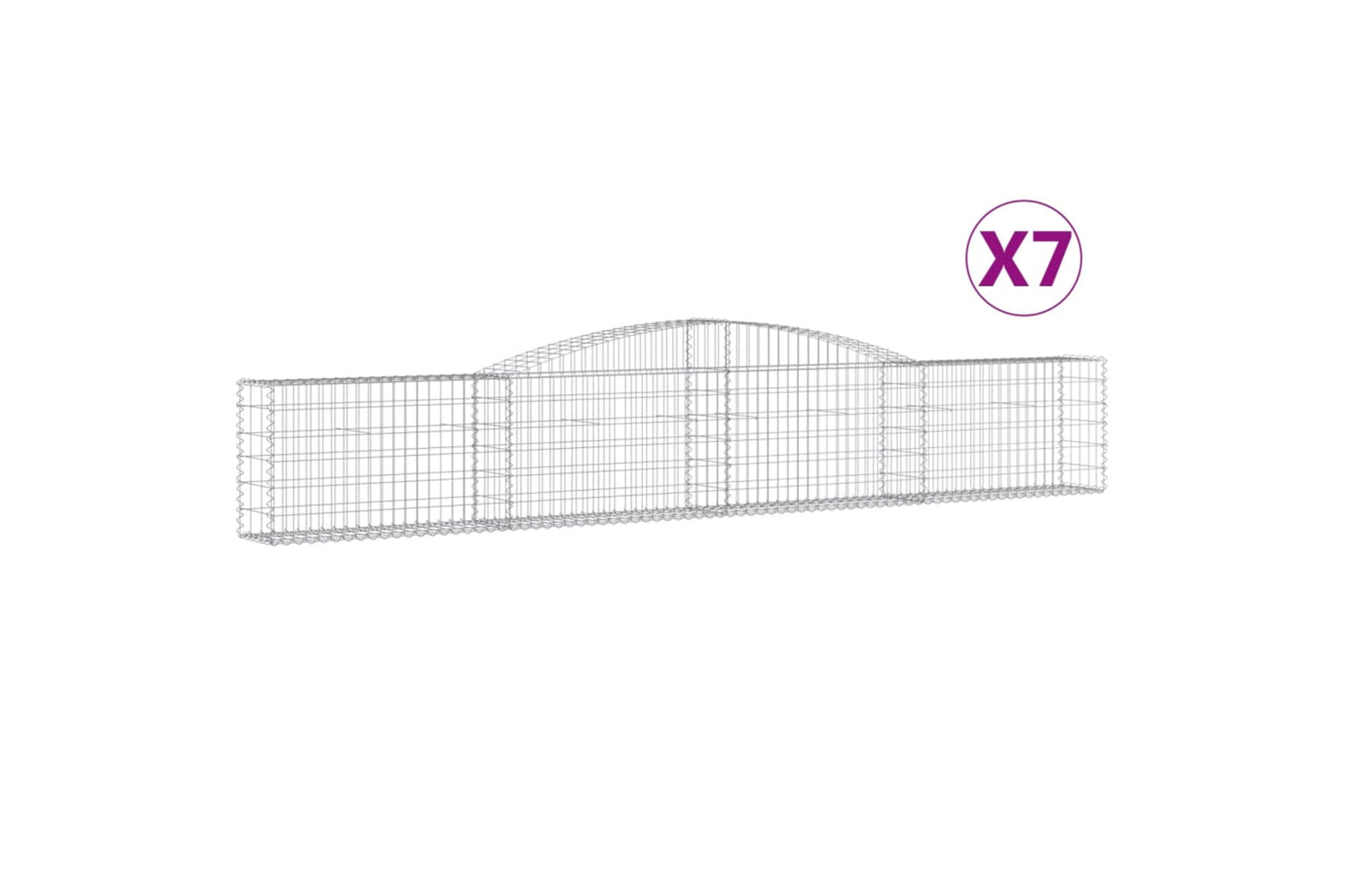 vidaXL 3146845 Arched Gabion Baskets 7 Pcs 400x30x60/80cm Galvanised Iron